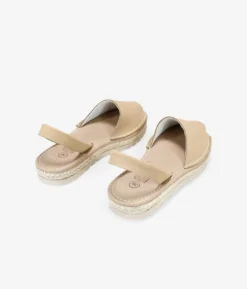 Bosanova Espadrilles | Sandales Plates | Abarcas planas beige en piel con esparto