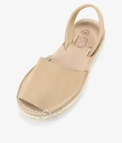 Bosanova Espadrilles | Sandales Plates | Abarcas planas beige en piel con esparto