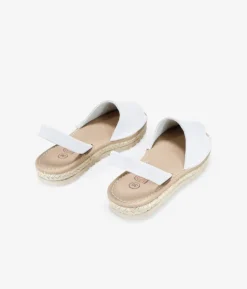 Bosanova Espadrilles | Sandales Plates | Abarcas planas blancas en piel con esparto