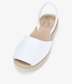 Bosanova Espadrilles | Sandales Plates | Abarcas planas blancas en piel con esparto