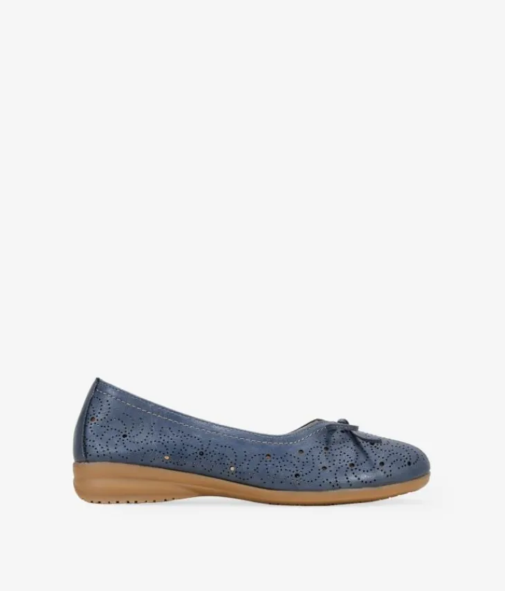 Bosanova Chaussures En Cuir | Ballerines Et Mary Janes | Ballerines bleues en cuir découpé au laser