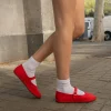 Bosanova Ballerines Et Mary Janes | Ballerines en toile rouge avec bride sur le cou-de-pied