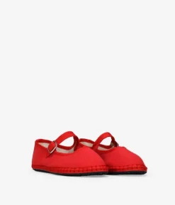 Bosanova Ballerines Et Mary Janes | Ballerines en toile rouge avec bride sur le cou-de-pied