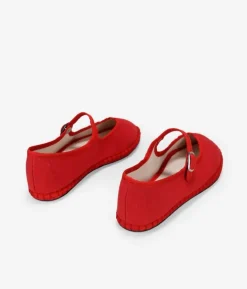 Bosanova Ballerines Et Mary Janes | Ballerines en toile rouge avec bride sur le cou-de-pied