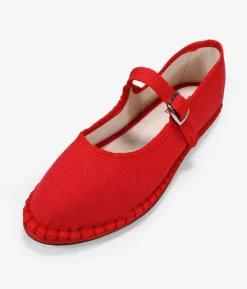 Bosanova Ballerines Et Mary Janes | Ballerines en toile rouge avec bride sur le cou-de-pied