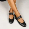 Bosanova Ballerines Et Mary Janes | Ballerines plates noires avec bride et boucle