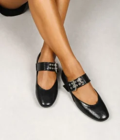 Bosanova Ballerines Et Mary Janes | Ballerines plates noires avec bride et boucle