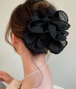 Femme Bosanova Accessoires Pour Cheveux | Barrette à cheveux fleur tressée noire
