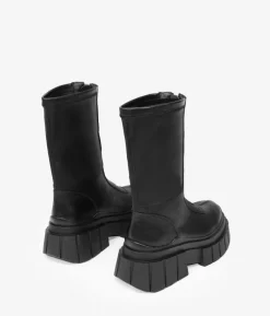 Bosanova Bottes Semelles Track | Bottes De Plateforme | Black boots with zipper and platform