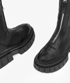 Bosanova Bottes Semelles Track | Bottes De Plateforme | Black boots with zipper and platform