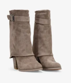 Bosanova Bottes À Talons | Bottes Cowboy | Boots à talons taupe avec guêtre