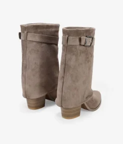 Bosanova Bottes À Talons | Bottes Cowboy | Boots à talons taupe avec guêtre