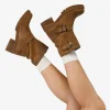 Bosanova Bottes De Motard | Chaussures En Cuir | Boots en cuir suédé taupe à boucles