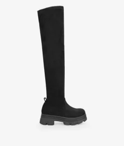 Bosanova Bottes Semelles Track | Bottes Hautes | Boots hautes en daim noir à semelle track