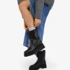 Bosanova Bottes Semelles Track | Bottes De Motard | Boots motardes en cuir noir avec boucle