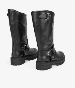 Bosanova Bottes De Motard | Chaussures En Cuir | Boots motardes en cuir noir avec boucle