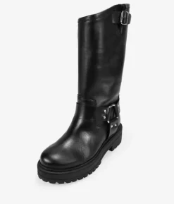Bosanova Bottes De Motard | Chaussures En Cuir | Boots motardes en cuir noir avec boucle