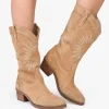 Bosanova Bottes Cowboy | Chaussures En Cuir | Bottes de cowboy fendues en cuir sable
