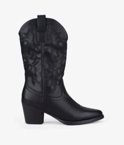 Bosanova Bottes À Talons | Bottes Cowboy | Bottes de cowboy noires avec broderie