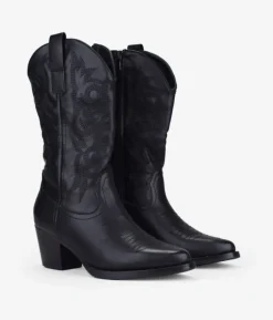 Bosanova Bottes À Talons | Bottes Cowboy | Bottes de cowboy noires avec broderie
