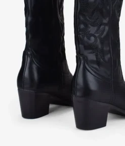 Bosanova Bottes À Talons | Bottes Cowboy | Bottes de cowboy noires avec broderie