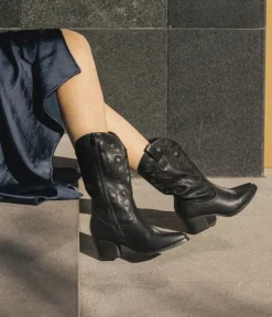 Bosanova Bottes À Talons | Bottes Cowboy | Bottes de cowboy noires avec broderie