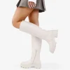 Bosanova Bottes Semelles Track | Bottes Hautes | Bottes hautes à plateforme beiges