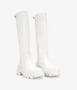 Bosanova Bottes Semelles Track | Bottes Hautes | Bottes hautes à plateforme beiges