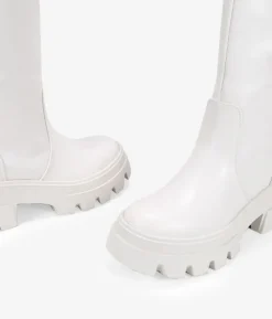 Bosanova Bottes Semelles Track | Bottes Hautes | Bottes hautes à plateforme beiges