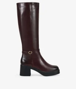 Bosanova Bottes À Talons | Bottes Hautes | Bottes hautes bordeaux à talon et fermeture éclair