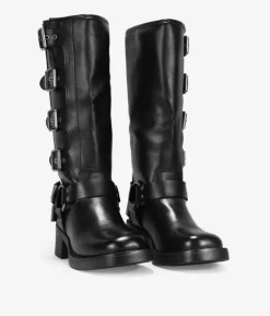 Bosanova Bottes Hautes | Bottes De Motard | Bottes hautes noires à boucles