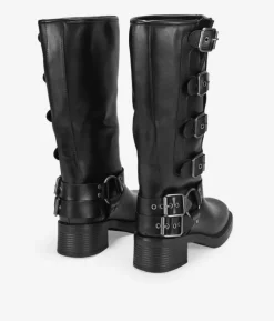 Bosanova Bottes Hautes | Bottes De Motard | Bottes hautes noires à boucles