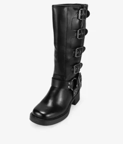 Bosanova Bottes Hautes | Bottes De Motard | Bottes hautes noires à boucles