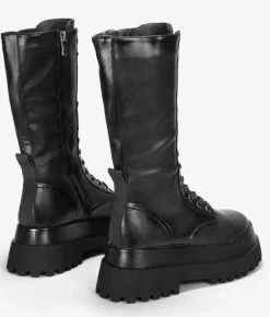Bosanova Plateformes | Bottes Semelles Track | Bottes hautes noires à lacets