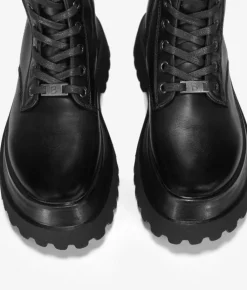 Bosanova Plateformes | Bottes Semelles Track | Bottes hautes noires à lacets