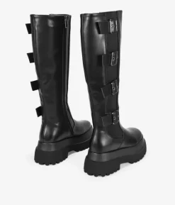 Bosanova Bottes Semelles Track | Bottines Chelsea | Bottes hautes noires avec plateforme et boucles