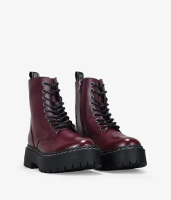 Bosanova Bottes Militaires | Bottes De Plateforme | Bottes militaires bordeaux à plateforme
