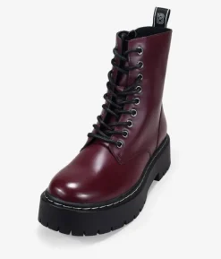 Bosanova Bottes Militaires | Bottes De Plateforme | Bottes militaires bordeaux à plateforme