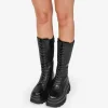 Bosanova Bottes Militaires | Bottes De Plateforme | Bottes militaires hautes noires à bout carré et plateforme XL