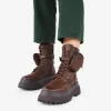 Bosanova Plateformes | Bottes Semelles Track | Bottes militaires marron avec poche