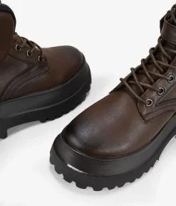 Bosanova Plateformes | Bottes Semelles Track | Bottes militaires marron avec poche