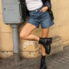 Bosanova Bottes Semelles Track | Bottes Militaires | Bottes militaires noires avec semelle de piste