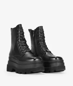 Bosanova Bottes Militaires | Bottes De Plateforme | Bottes militaires noires à bout carré et plateforme XL