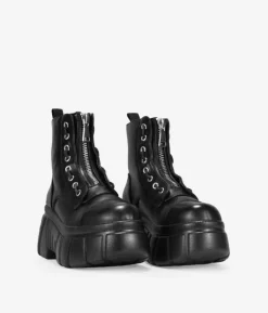 Bosanova Bottes Semelles Track | Bottes Militaires | Bottes militaires noires avec fermeture éclair