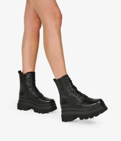 Bosanova Bottes Militaires | Bottes De Plateforme | Bottes militaires noires à bout carré et plateforme XL