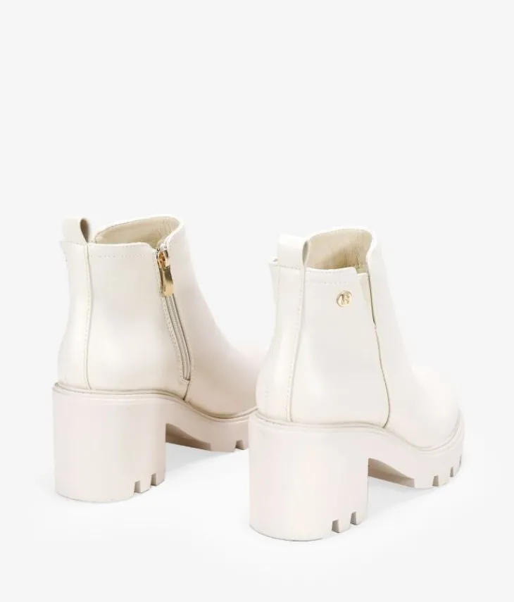 Bosanova Bottes À Talons | Bottines beiges à talon large