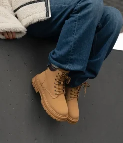 Bosanova Bottes D'hiver | Bottes Militaires | Bottines camel à lacets et plateforme