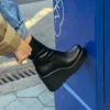 Bosanova Bottes De Plateforme | Plateformes | Bottines compensées noires ajustées