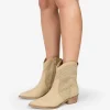 Bosanova Bottes À Talons | Bottes Cowboy | Bottines cowboy beiges ajourées