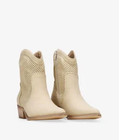 Bosanova Bottes À Talons | Bottes Cowboy | Bottines cowboy beiges ajourées